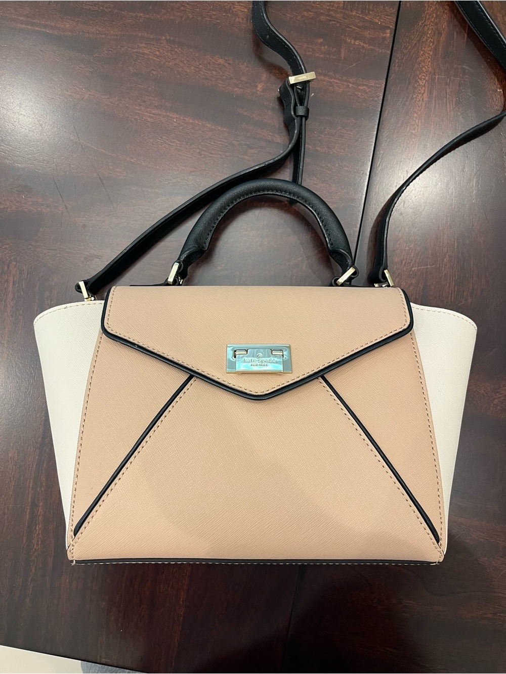 kate spade Two-Tone Beige, White & Black Top-Handle Satchel